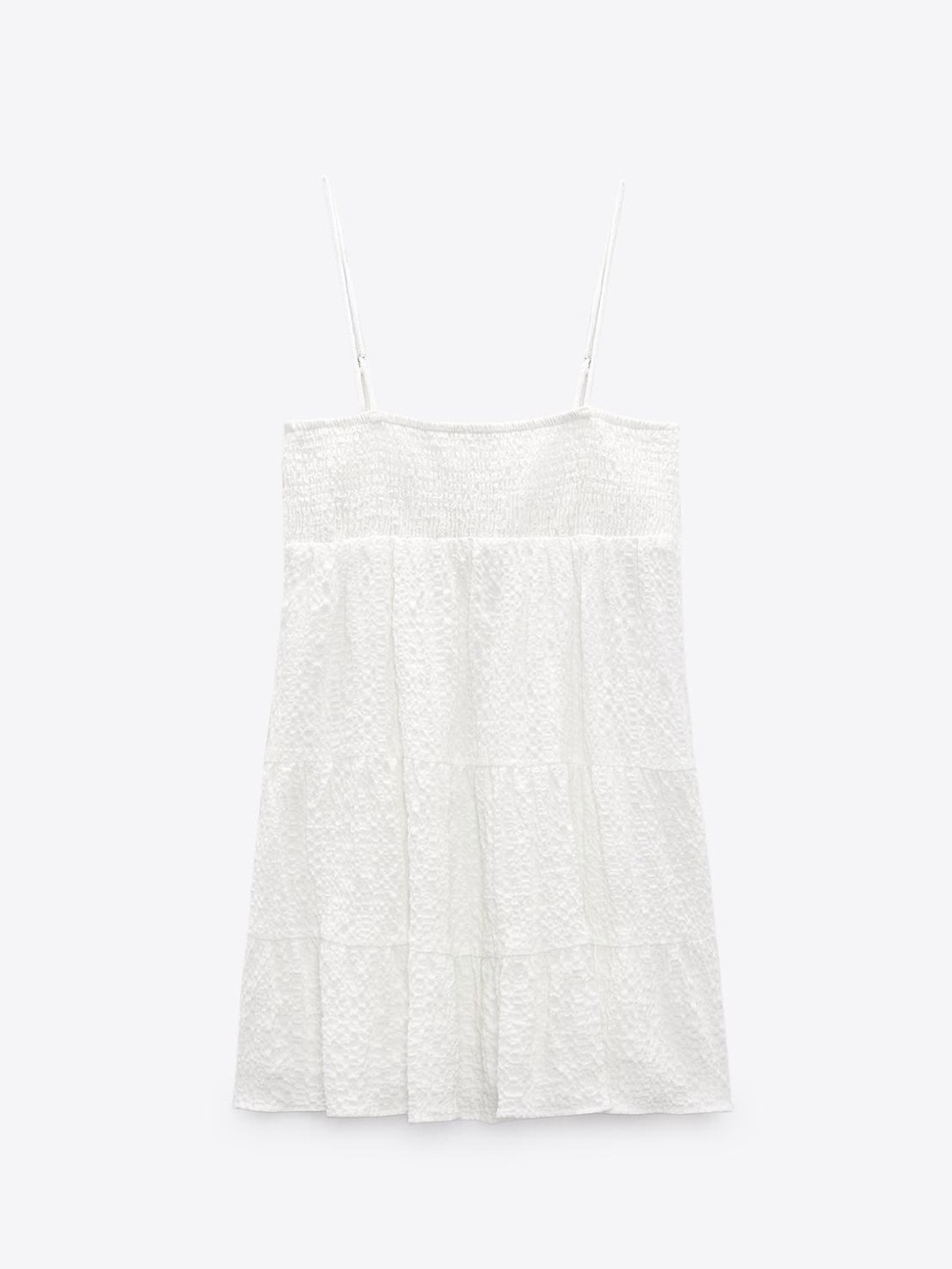 Zara White Eyelet Tiered Cami Dress